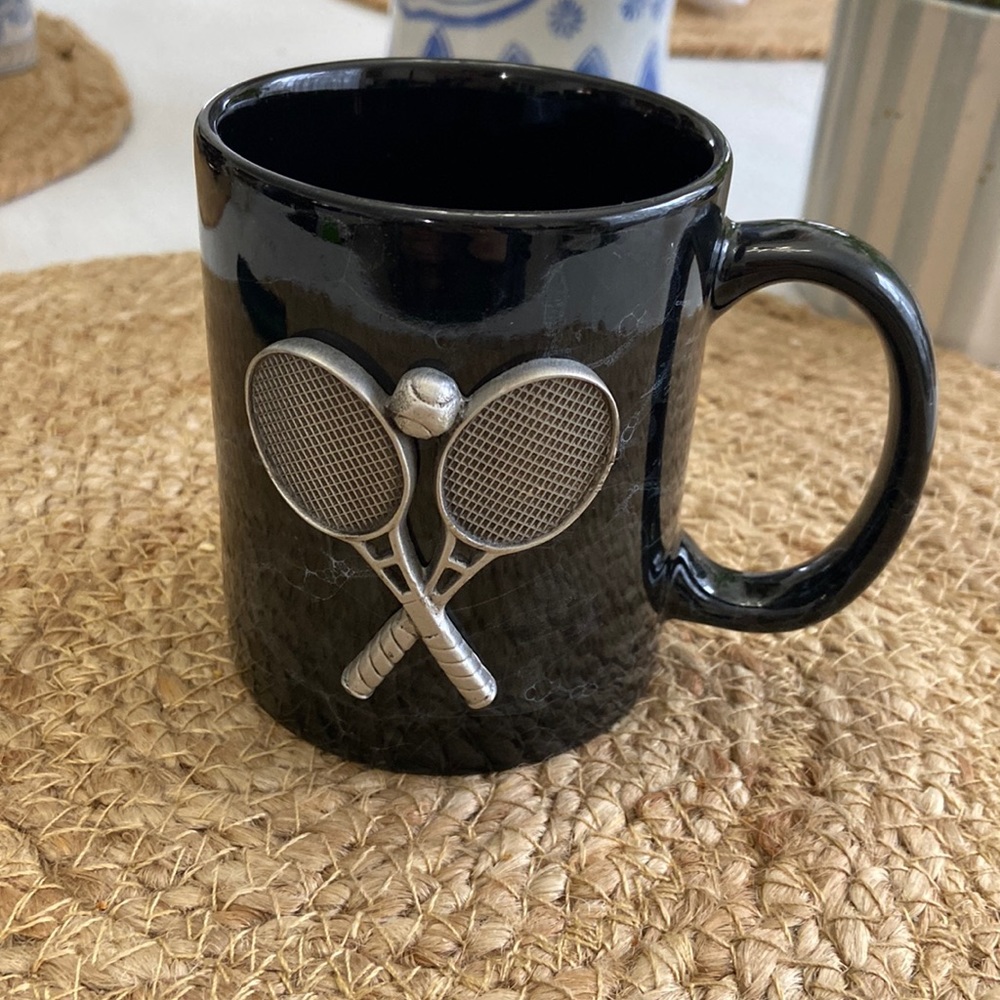 3d Tennis PickleBall Coffee Tea Black Marble Mug Cup